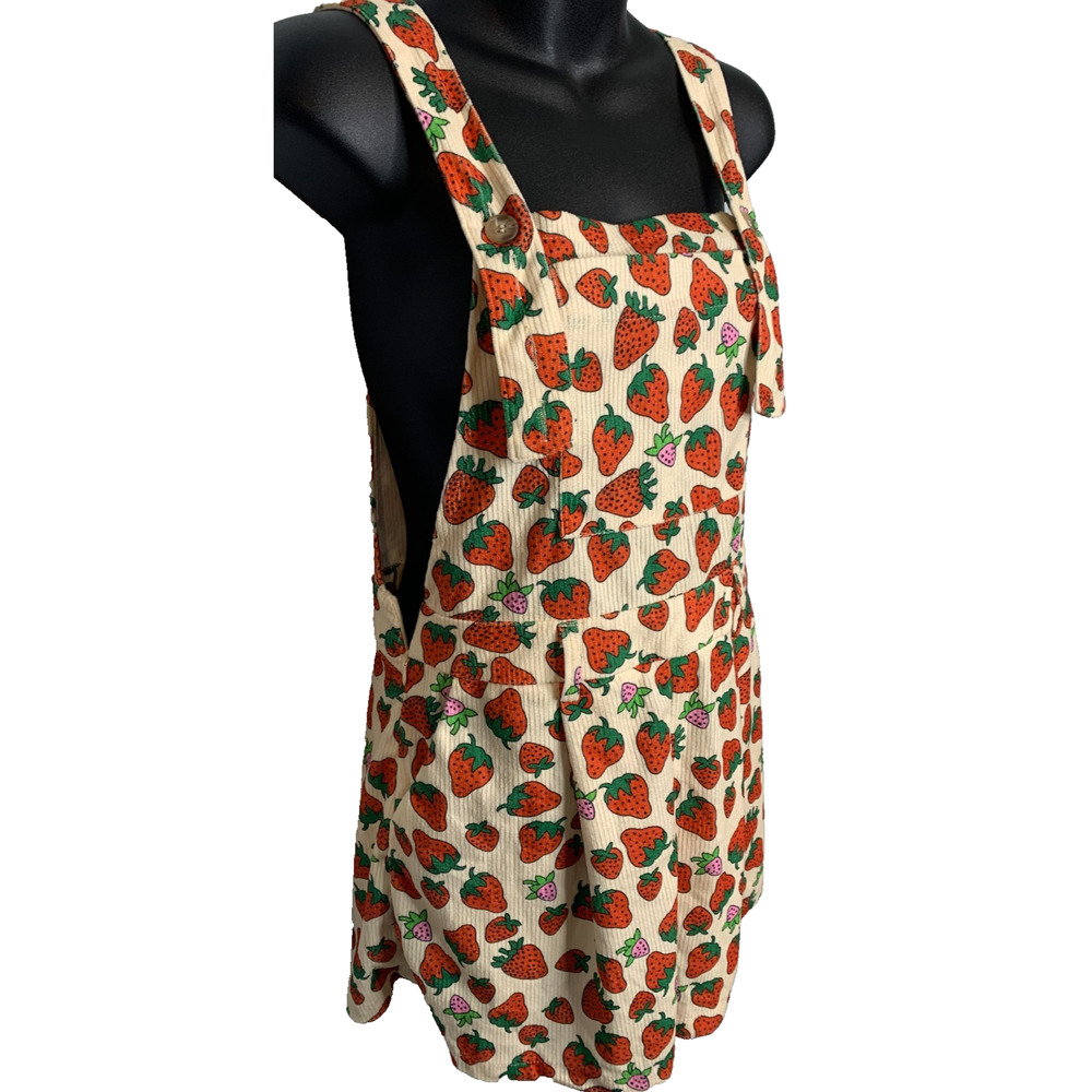 Cider Women's XS Strawberry Patch Romper Belt Loops, Pockets, Side Zip NEW - Picture 3 of 9